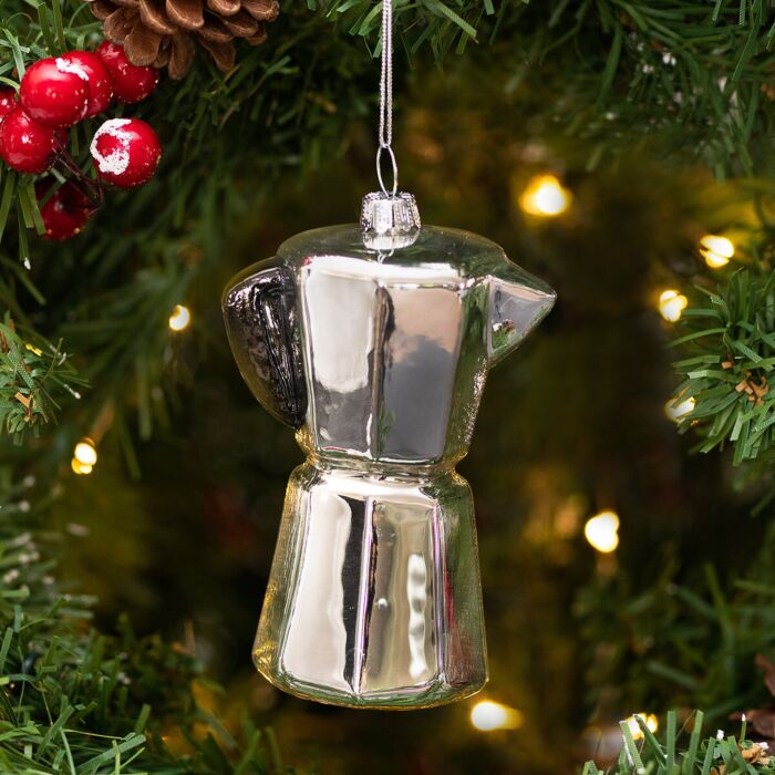 Gisela Graham Coffee Percolator Glass Tree Decoration